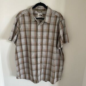 The North Face Men's Brown Plaid Shirt Short Sleeve Button Up Size XXL